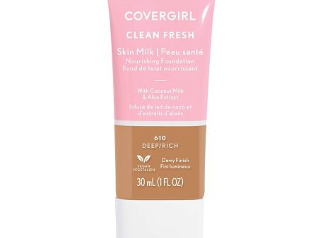 COVERGIRL - Clean Fresh Skin Milk Foundation Rich Deep 610 - 1 fl oz (30 ml) Supply