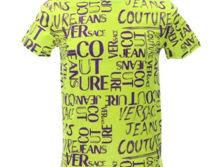 Versace Jeans Couture Print Doodle Logo Neon Green T-Shirt Cheap