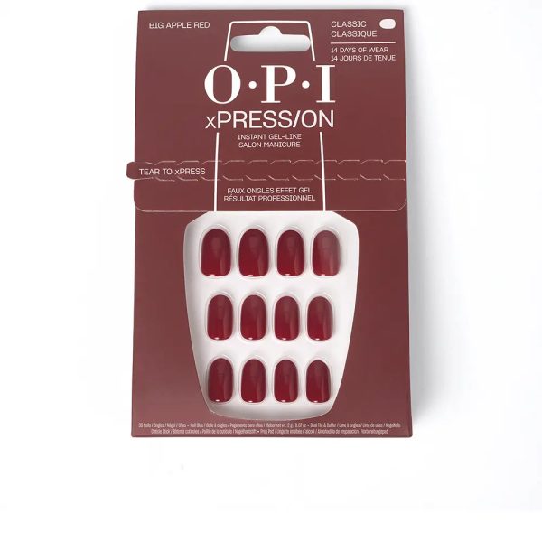 Unhas artificiais OPI xPRESS ON tom de esmalte Big Apple Red 30 u. Fashion