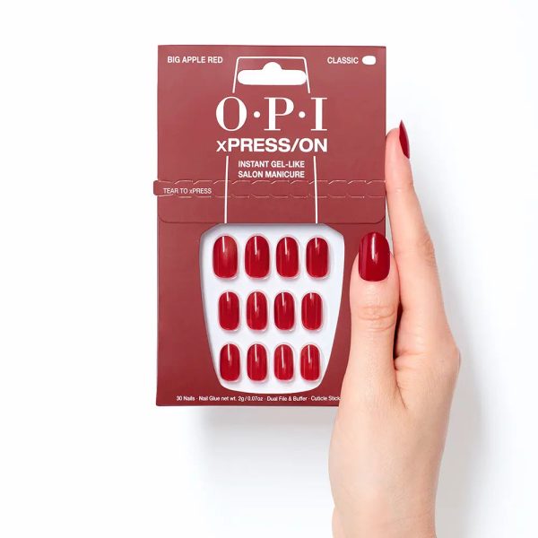 Unhas artificiais OPI xPRESS ON tom de esmalte Big Apple Red 30 u. Fashion